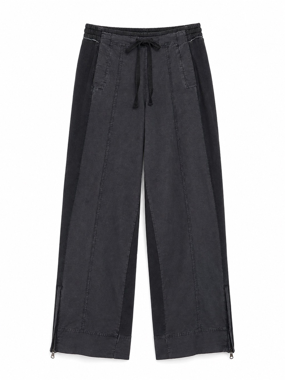 Daily Practice Anthropologie Charcoal Wide Leg Zip Hem Pants Utility Y2K